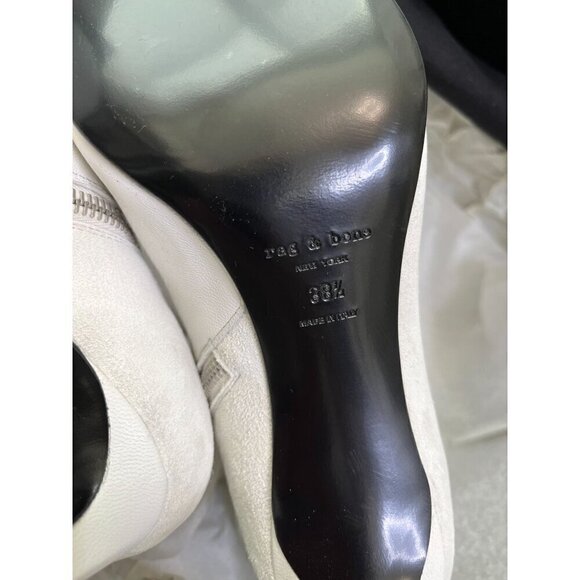 ✨ Rag & Bone BEHA White Suede Moto Stiletto Ankle Booties Size 38.5 (US 8.5) NIB - Picture 12 of 12